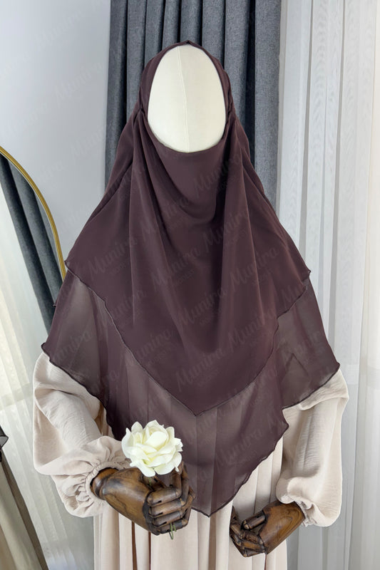 Krem Ayrobin Elbise Acı Kahve Sufle Tesettür Hijab Takımı