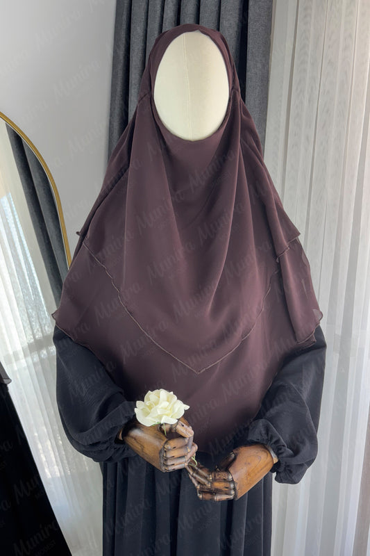 Siyah Ayrobin Elbise Acı Kahve Sufle Tesettür Hijab Takımı