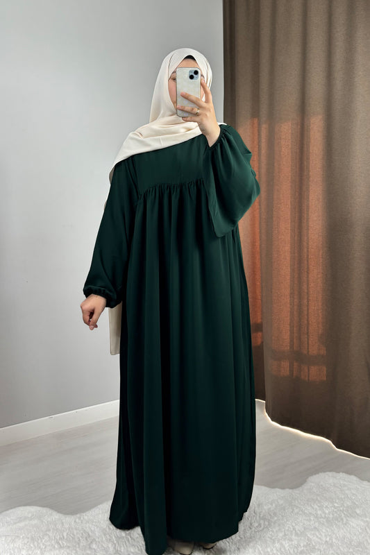 Zeynep Zümrüt Yeşil Tesettür Hijab Elbise