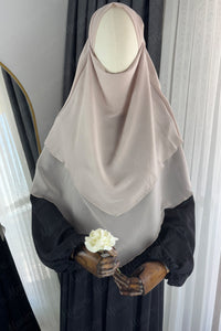Siyah Ayrobin Elbise Krem Sufle Tesettür Hijab Takımı