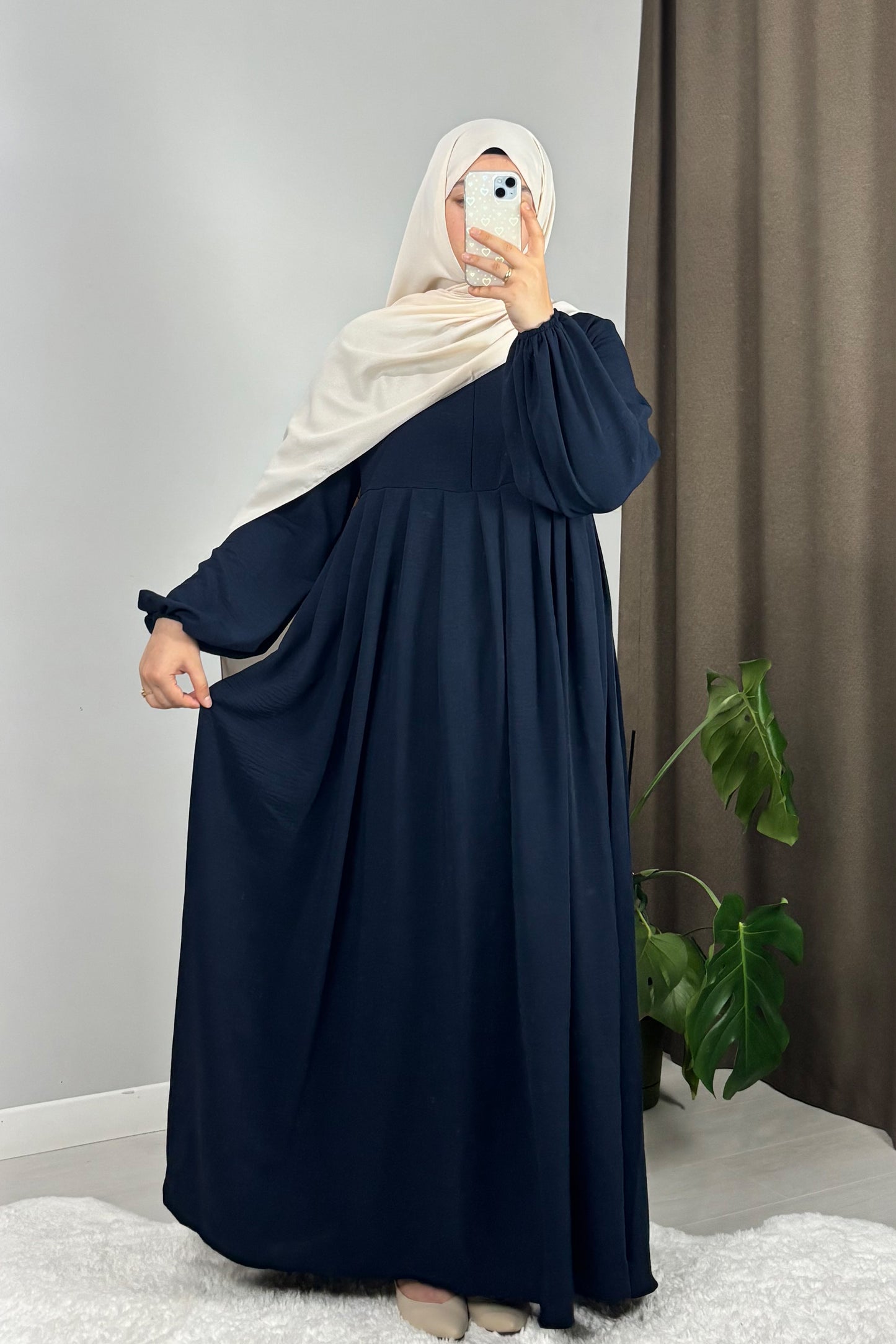 Ayrobin Lacivert Tesettür Hijab Elbise