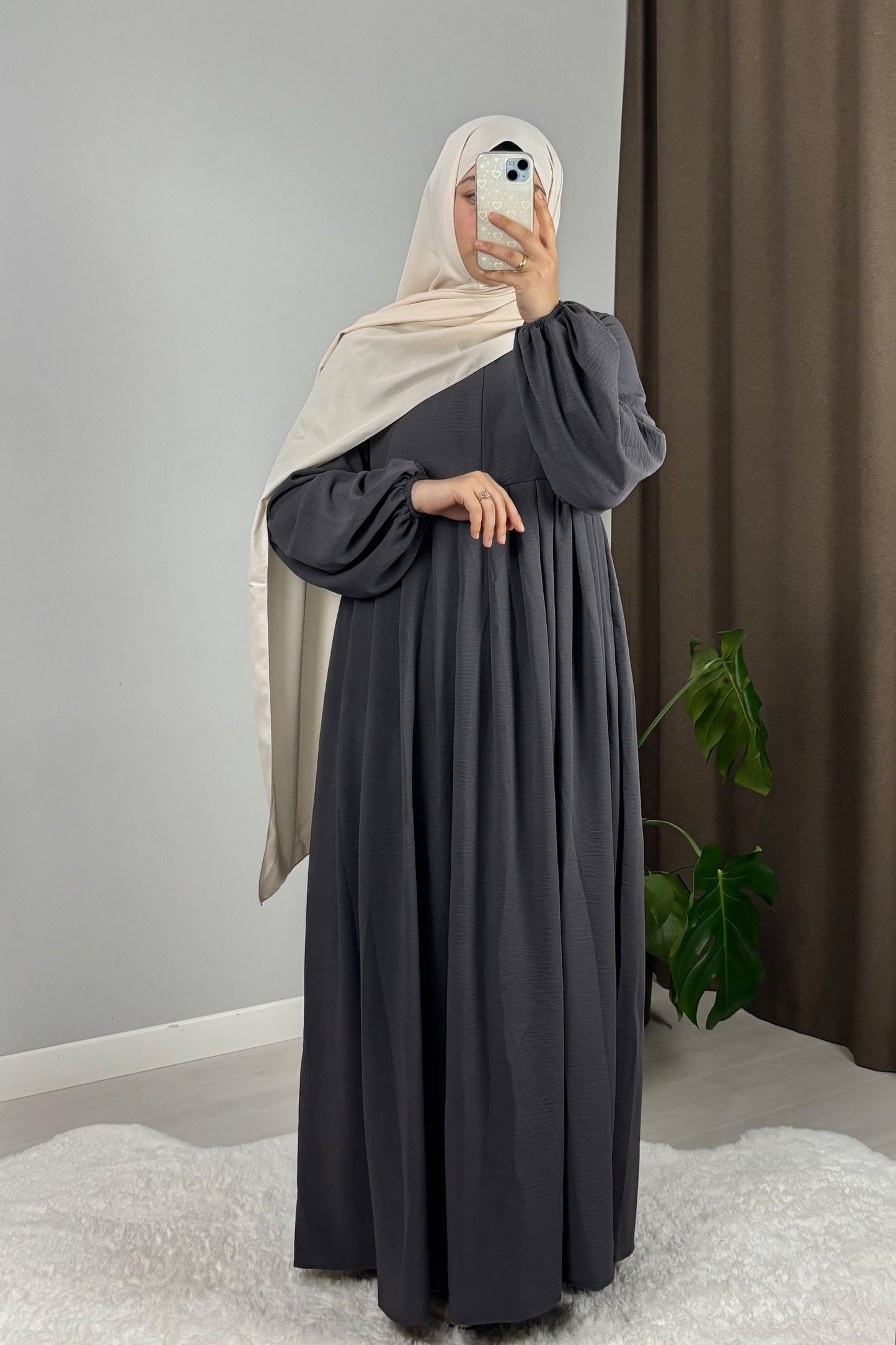 Ayrobin Füme Tesettür Hijab Elbise
