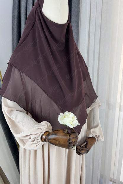 Krem Ayrobin Elbise Acı Kahve Sufle Tesettür Hijab Takımı