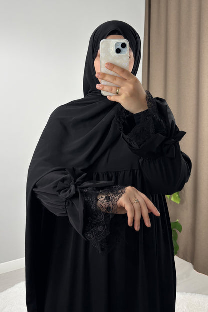 Gülce Siyah Tesettür Hijab Elbise