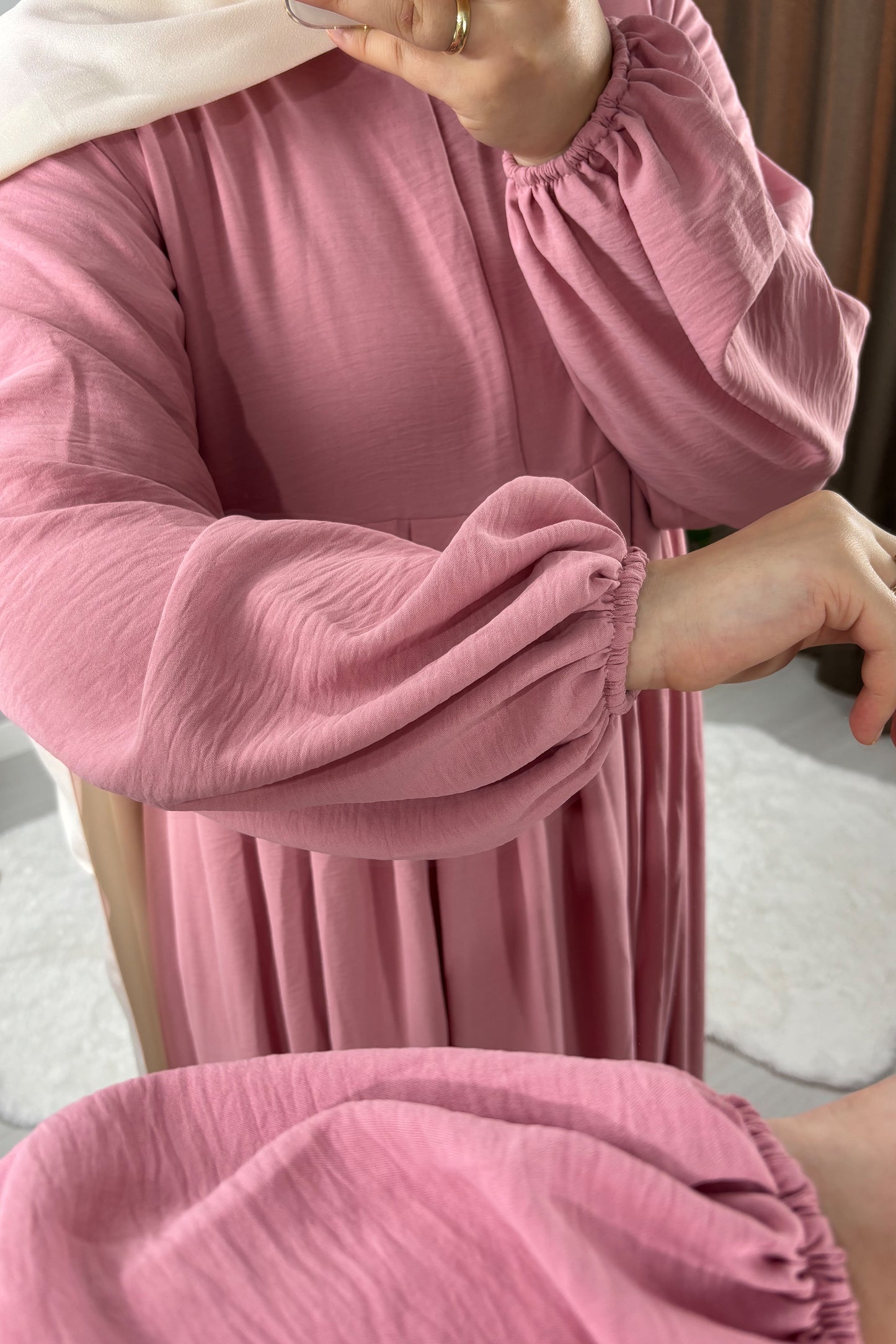 Ayrobin Pembe Tesettür Hijab Elbise