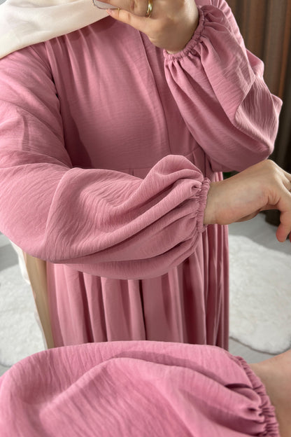 Ayrobin Pembe Tesettür Hijab Elbise