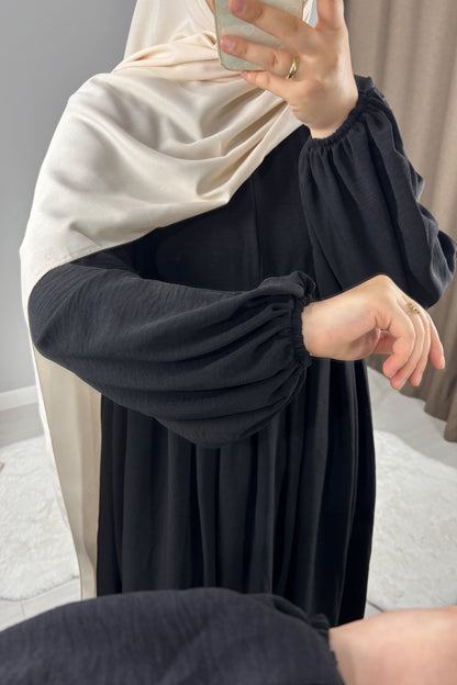 Ayrobin Siyah Tesettür Hijab Elbise